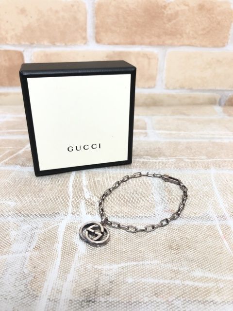 【中古】 箱有 GUCCI グッチ インターロッキングG ブレスレット シルバー 111453113