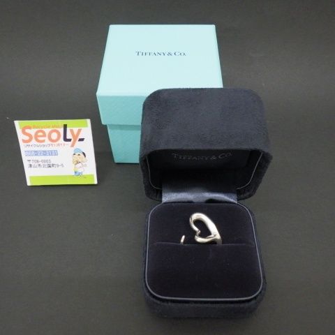 ティファニー TIFFANY スターリング シルバー エルサ・ペレッティ オープン ハート リング 指輪 11号 (USサイズ6号)箱あり 中古品
