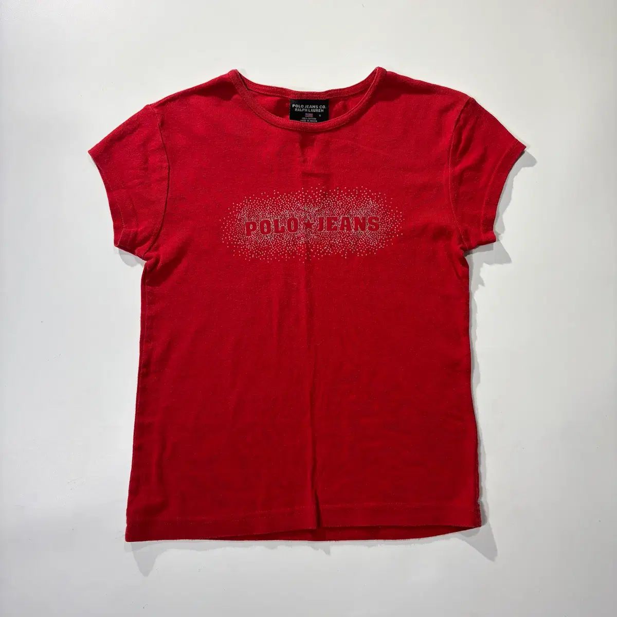 ポロジーンズ ラルフローレン レッド ロゴ プリンティング 半袖 Tシャツ