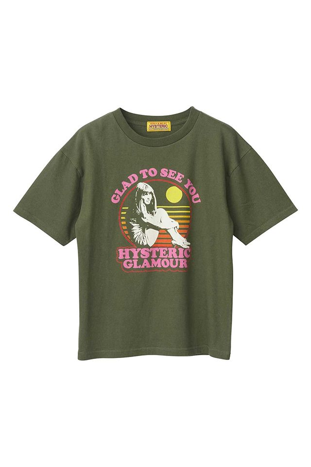 HYSTERIC GLAMOUR ヒステリックグラマー 01263CT02 GLAD TO SEE YOU Tシャツ KHAKI 正規通販 レディース 9,900円