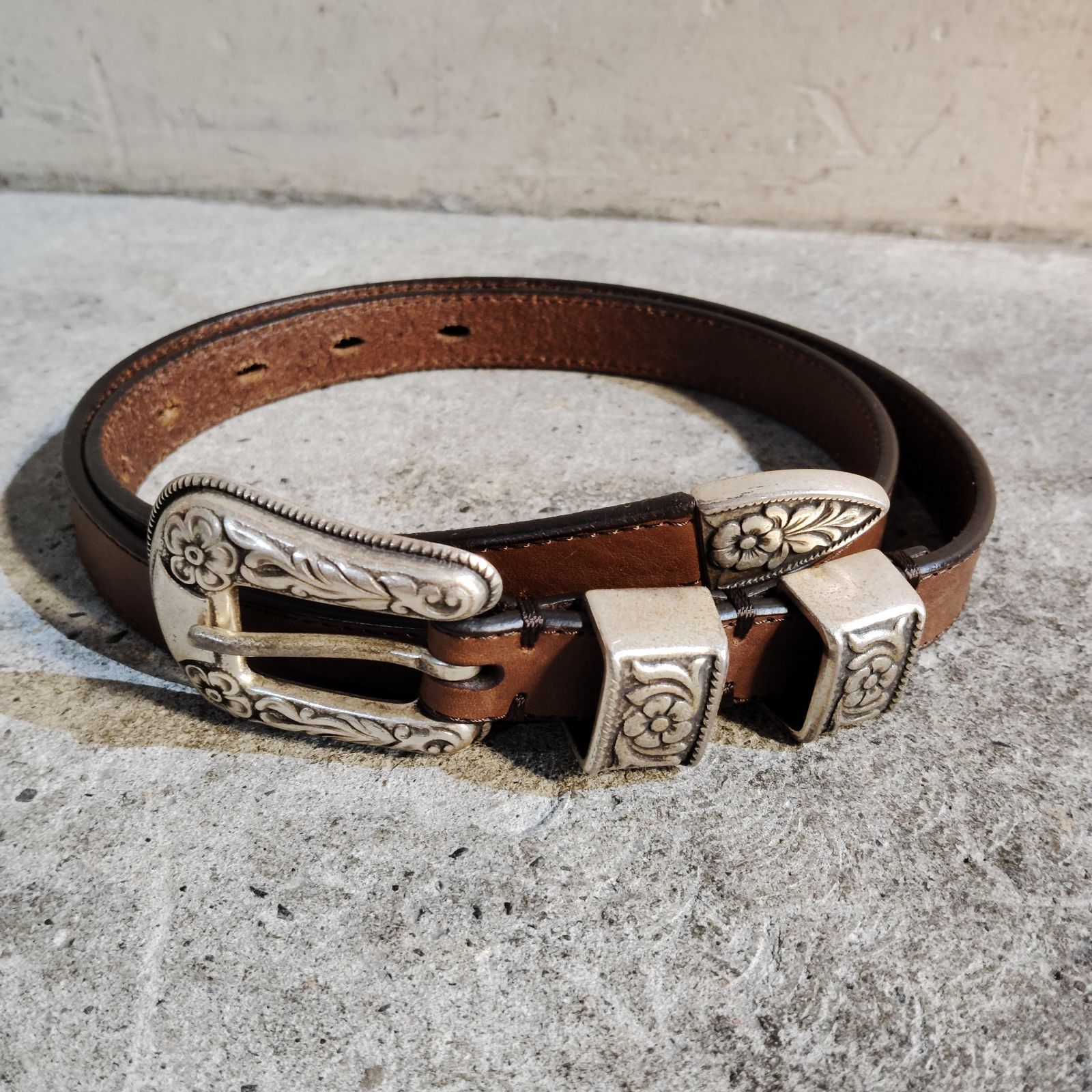 J&M Davidson ESTERN BUCKLE BELT バックルベルト ブラウン 32-80 ジェイアンドエムデヴィッドソン