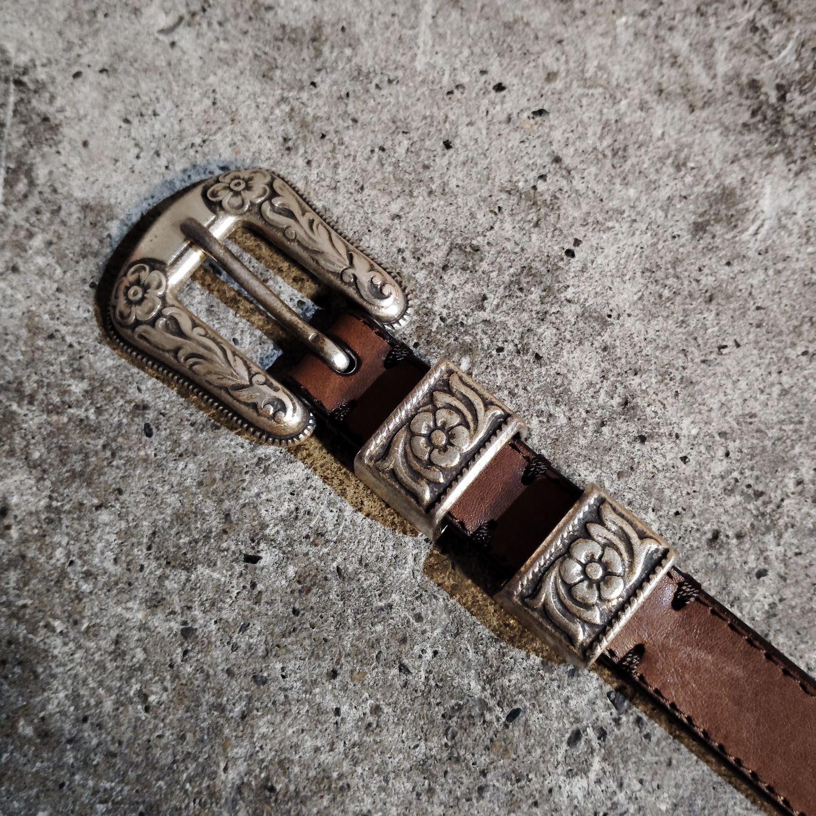 J&M Davidson ESTERN BUCKLE BELT バックルベルト ブラウン 32-80 ジェイアンドエムデヴィッドソン