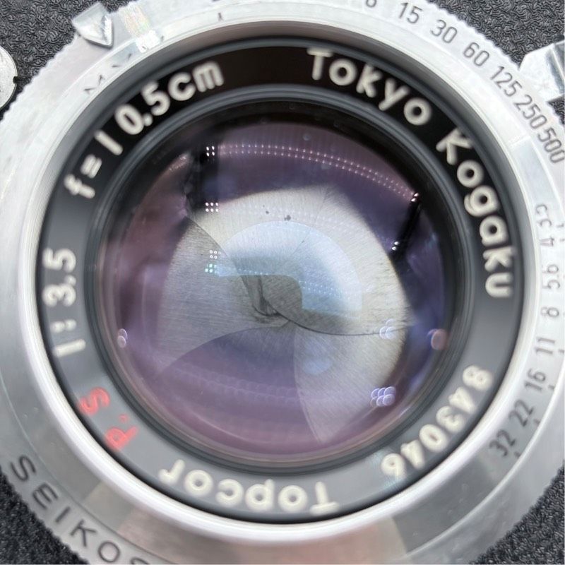 TOKYO KOGAKU レンズTOPCOR 1:3.5 f=10.5cm 希少・動作品】Tokyo Kogaku Topcor P.S 10.5cm F3.5 SEIKOSHA-SLV