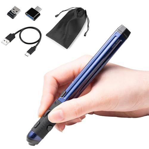 イーサプライ ペン型マウス ワイヤレス Bluetooth/2.4GHz USB-A/USB-C 無線 充電式 PC タブレット スマホ FPSゲーム ブルー メディア掲載 EZ4-MAWBT202BL Ju