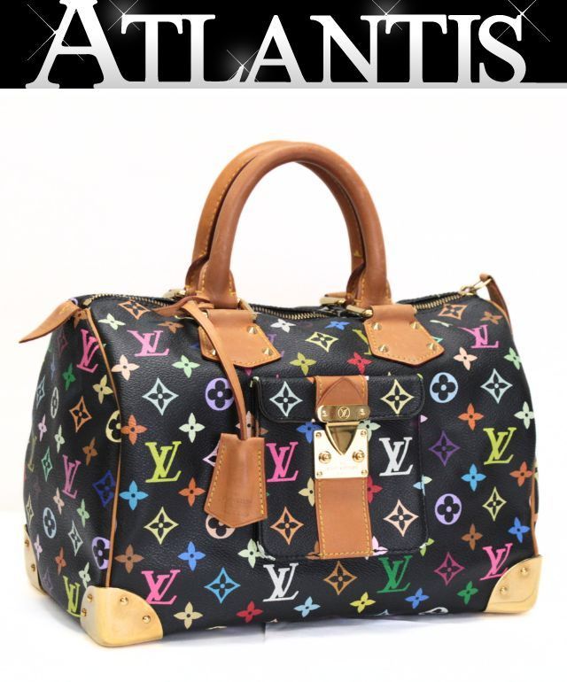 Louis Vuitton ルイヴィトン スピーディ30 ハンドバッグ ボストンバッグ モノグラム マルチカラー 黒 M92642 【76034】