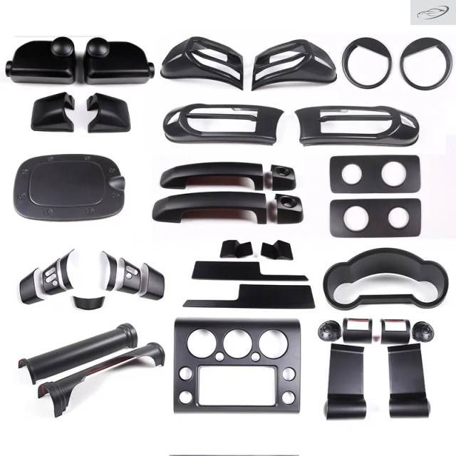 トヨタ FJ クルーザー 2007-2021 用 ABS マットブラック ダッシュボード ステアリングホイール ドアトリム バックミラーキャップ テールライト フォグライトト