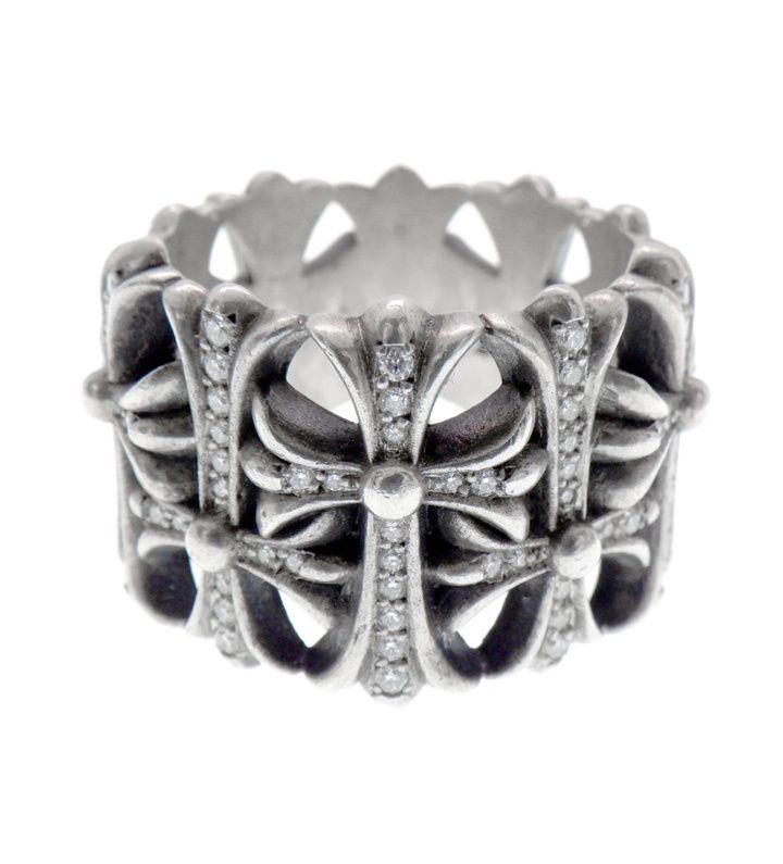 クロムハーツ CHROME HEARTS 【 CEMETERY P D 】 セメタリー クロス PAVE ダイヤ シルバー リング　52839