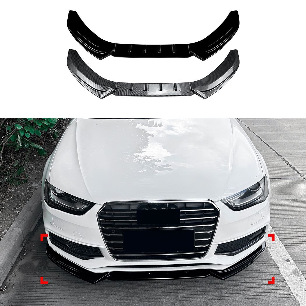 アウディ Audi A4 B8.5 A5 8T 後期 S line 2013-2016年 フロントバンパー下部 一体型フロントリップスポイラー ABS製 ピアノブラック／カーボン調 外装ドレスアップ 18,199円