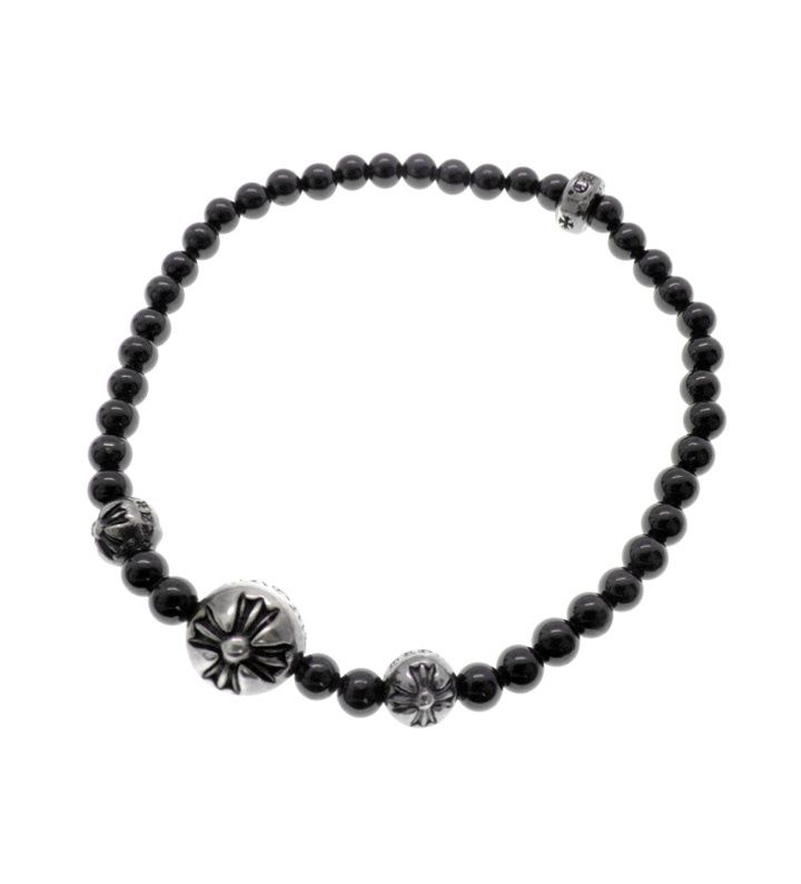 クロムハーツ CHROME HEARTS 【 4mm BEAD 】 ブラック ビーズ ブレスレット　52845