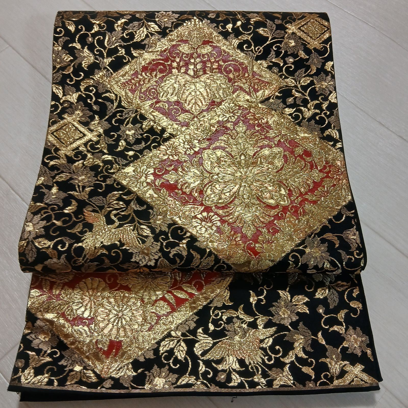 貴彩金　袋帯　金箔　正絹　わ23G03
