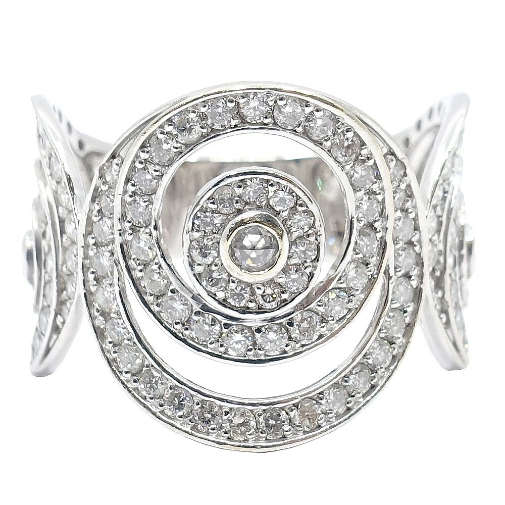 【名東】ジュエリー リング 指輪 ダイヤモンド1.37ct K18WG ホワイトゴールド 約14号 約6.1g アクセサリー 超音波洗浄済 本体のみ
