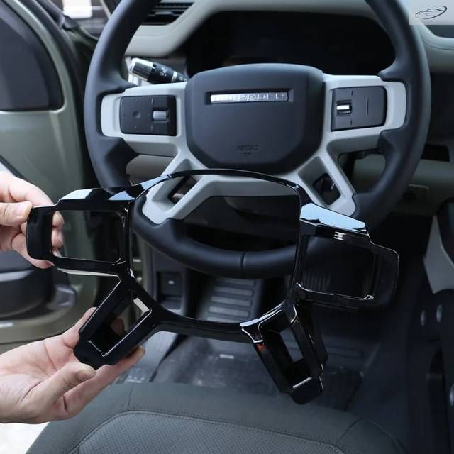 ランドローバー ディフェンダー 90 110 2020-2024 用 ABS カーボンカーステアリングホイール装飾フレームステッカー 車内アクセサリー