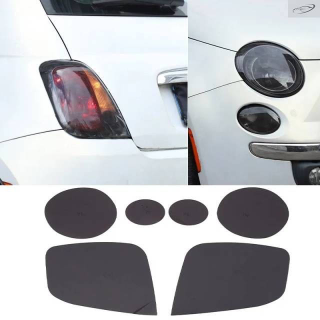 フィアット500 2007-2015用 ブラックヘッドライトテールライトティントフィルムステッカー装飾車体フィルム