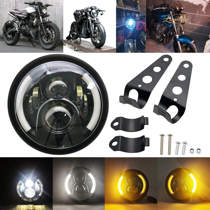7 インチ LED オートバイヘッドライト DRL H4 ヘッドランプホンダヤマハビクトリーカワサキ 7.5 インチランプハウジング 9,379円