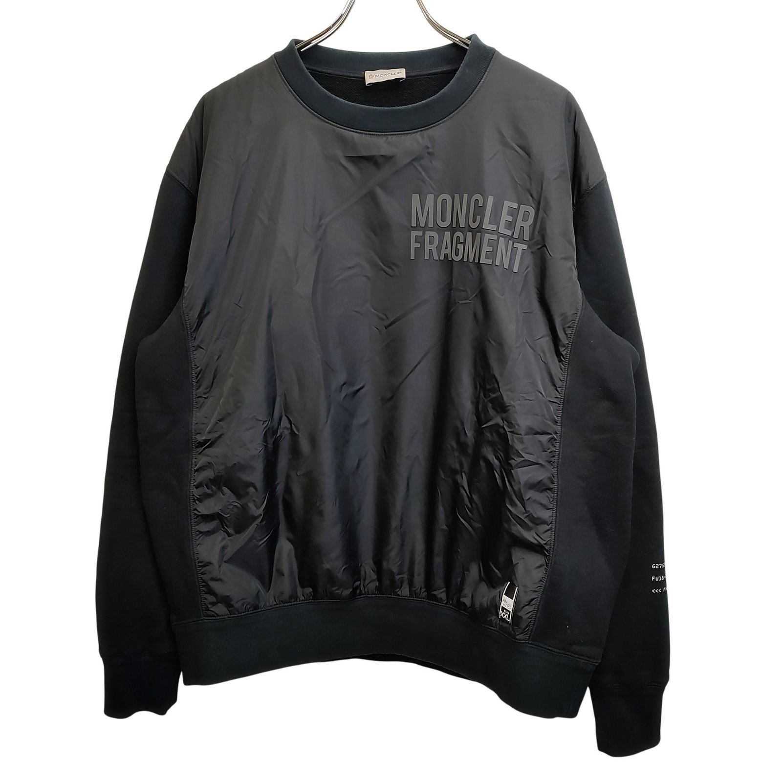 MONCLER×FRGMT FRAGMENT モンクレール フラグメント ナイロン 切替 プルオーバー スウェット D209U8000950 809CB XXL ブラック メンズ