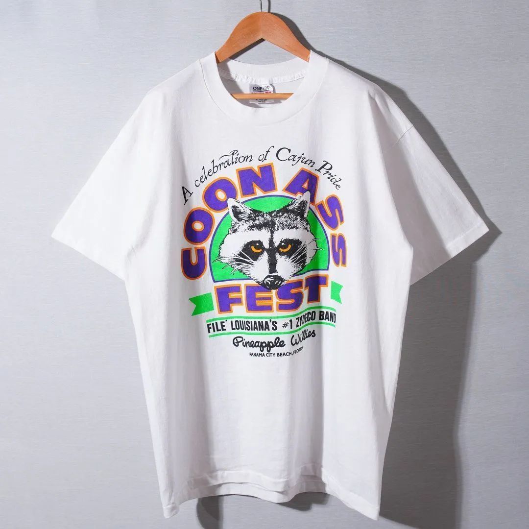 90s USA製 アニマル Tシャツ XL ホワイト Coon Ass Beer ヴィンテージ