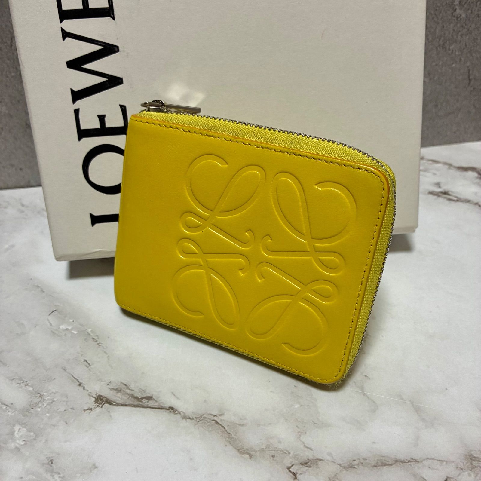 LOEWE ロエベ アナグラム コンパクト ジップ ウォレット 二つ折り財布 イエロー