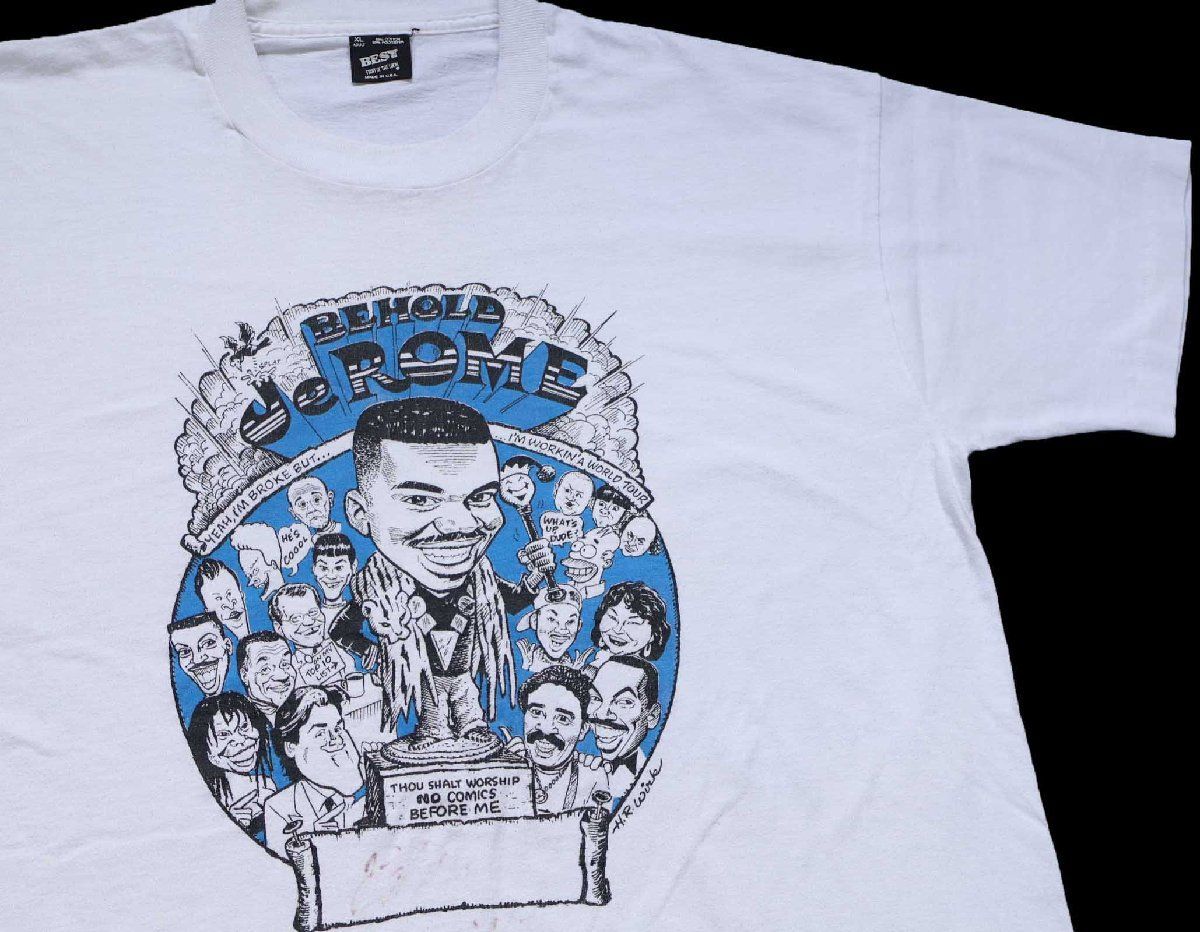 90s USA製 BEHOLD JeROME コメディアン イラスト Tシャツ 白 XL★オールド ビンテージ コメディ 有名人 キャラ ビッグサイズ