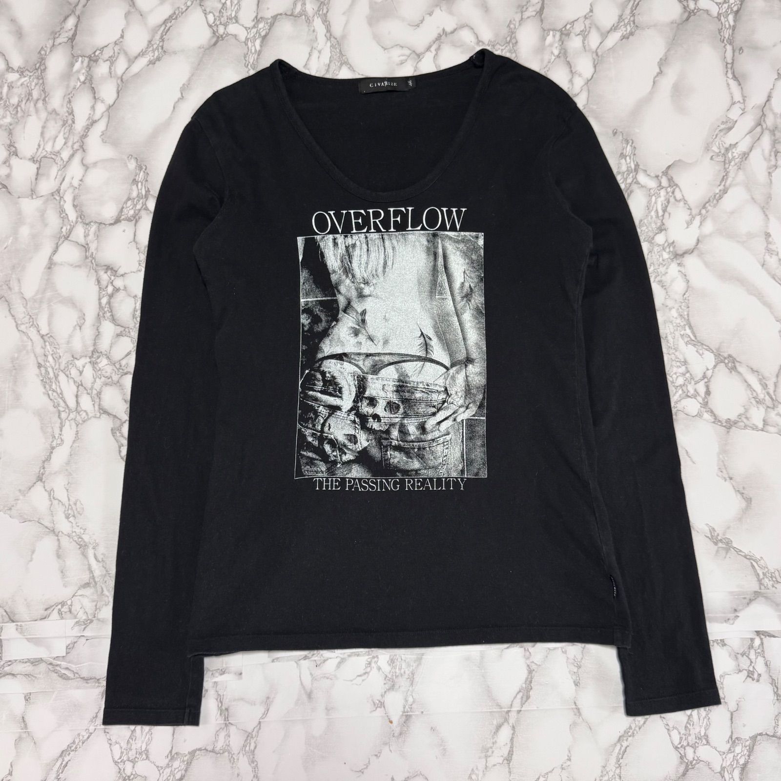 希少【CIVARIZE シヴァライズ 【商品名】y2k 00's archive overflow skull/T-shirt/長袖 カットソー シャツ Tシャツ