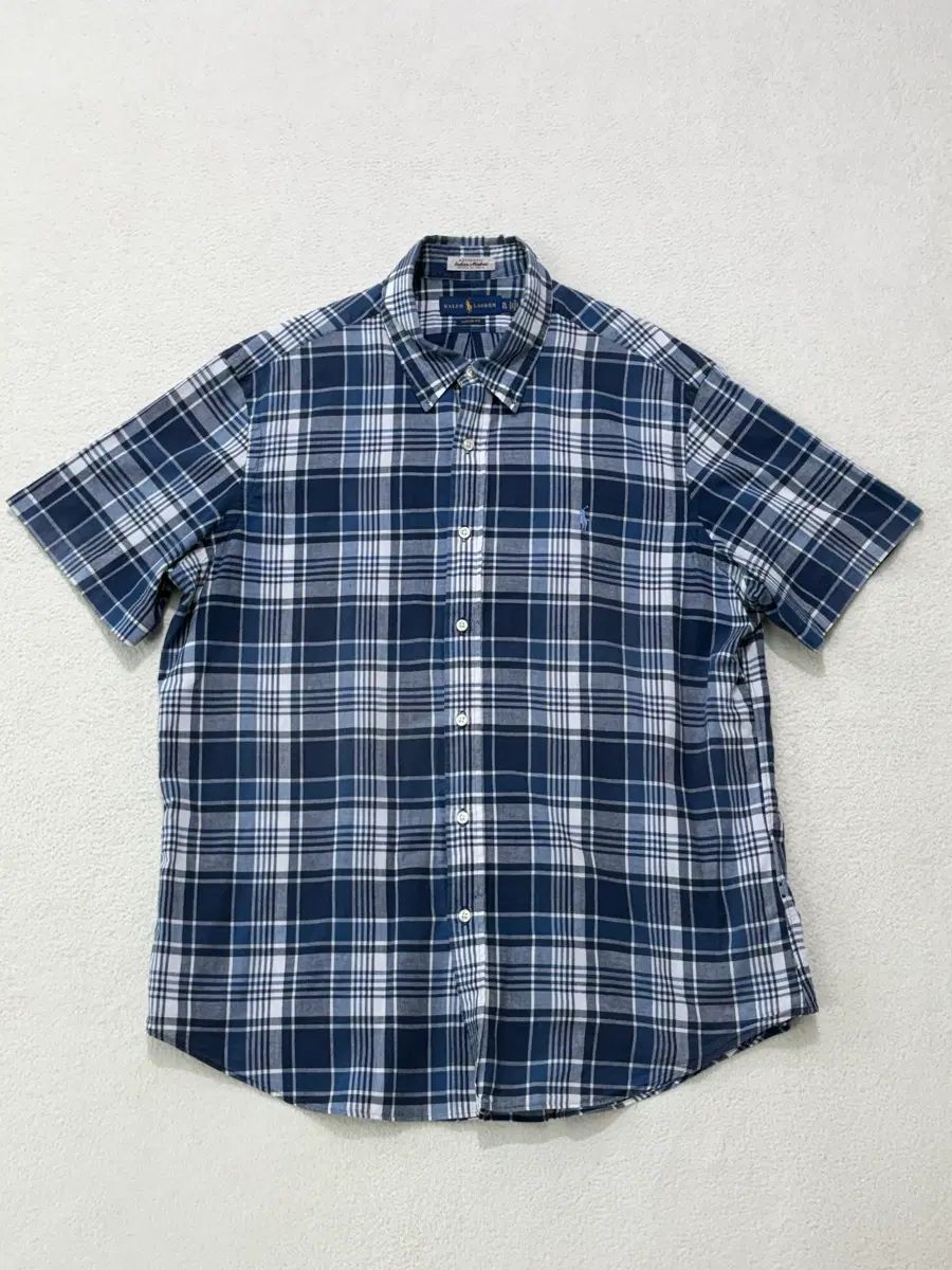ポロラルフローレン 半袖 CHECK シャツ XL ブルー