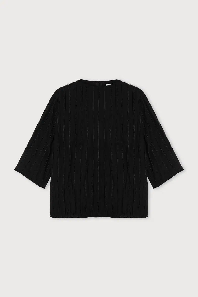 Ethos WRINKLE HALF SLEEVE TOP ブラック