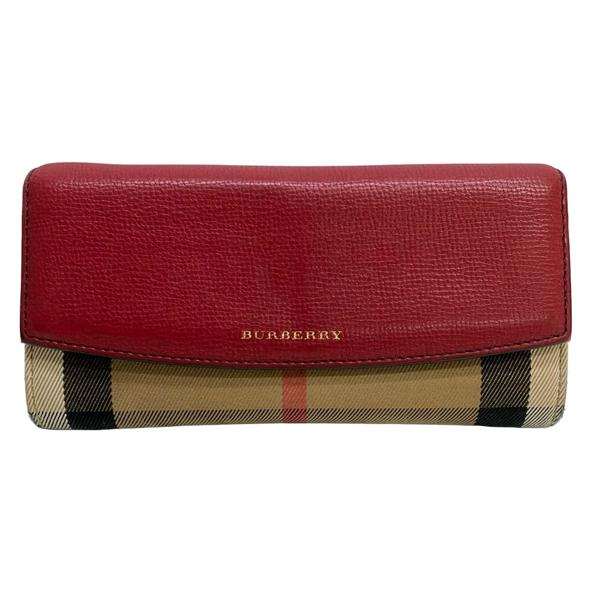 BURBERRY PRORSUM(バーバリープローサム) 長財布 - ボルドー×ブラウン×マルチ 一部チェック柄 レザー 10,650円