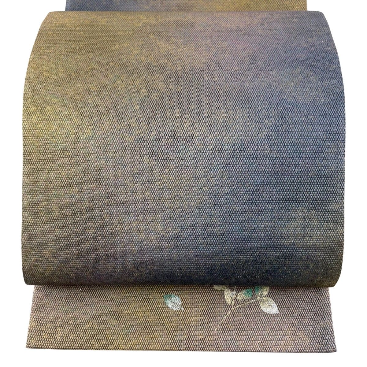 【美品】 袋帯 秀品 室華風 落款 やまと 霞 ぼかし柄 箔 青灰色 全通 正絹 【中古】