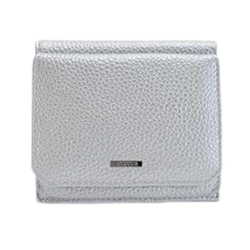 [バルコス] 財布 レディース メンズ 2つ折り ミニ財布 コンパクト 小さい財布 大容量BOX型 小銭入れ 取り出しやすく見やすい設計 カード入れ 8枚 上質で手触りの良いシュリンクレザー シルバー