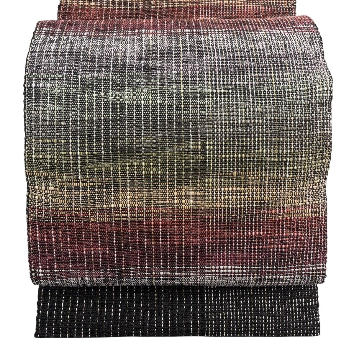 【美品】 名古屋帯 秀品 松葉仕立て 八寸名古屋帯 紬地 縞 幾何学模様 焦茶色 正絹 【中古】