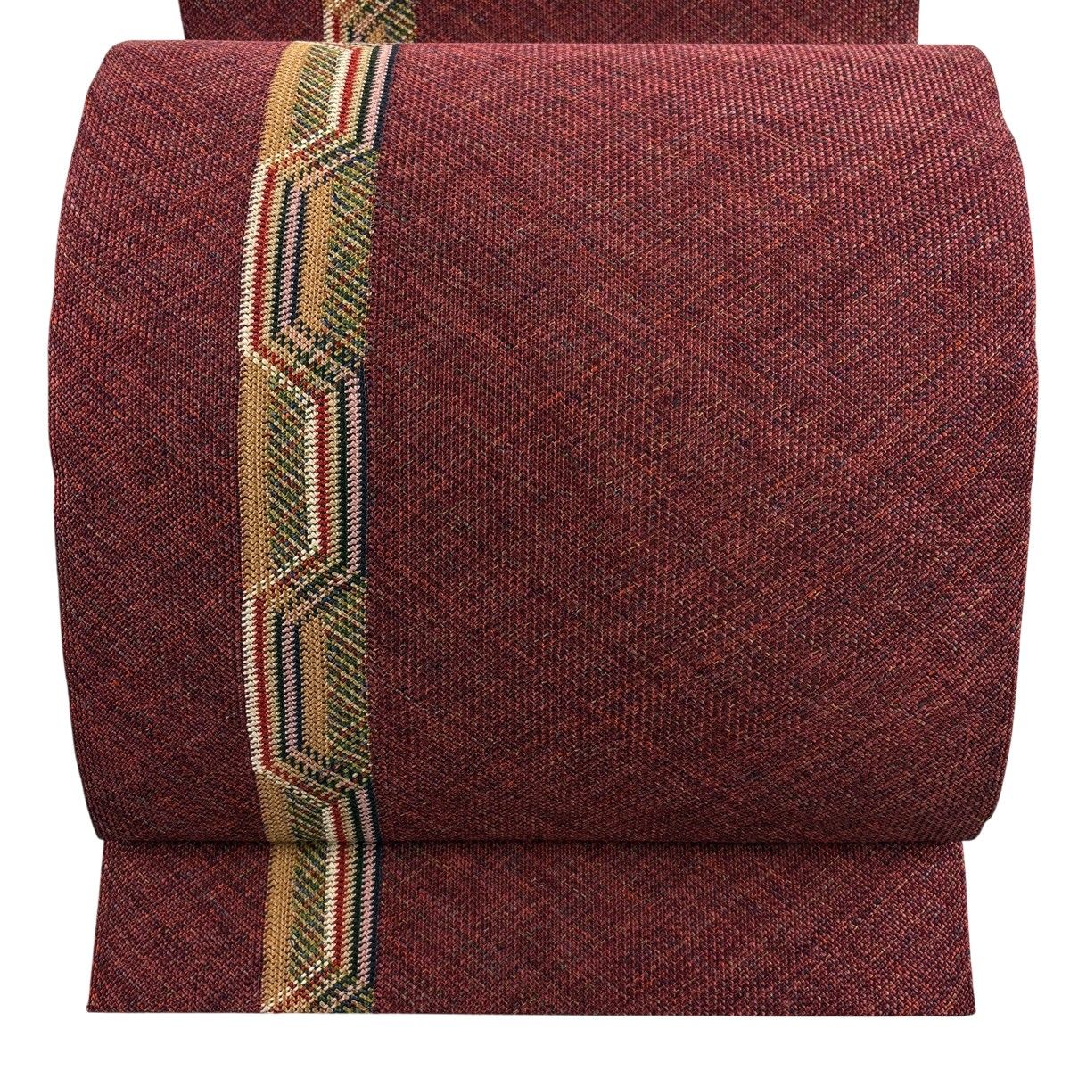 【美品】 名古屋帯 秀品 松葉仕立て 八寸名古屋帯 幾何学 茜色 正絹 【中古】