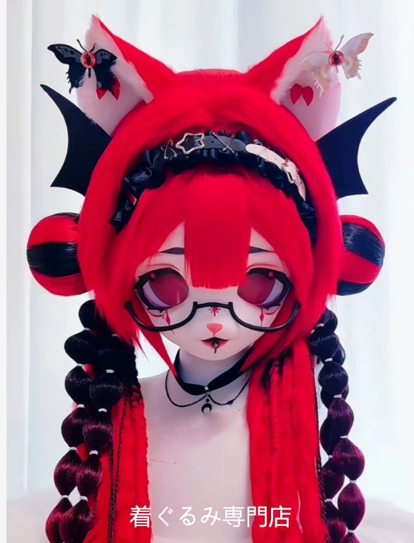 狼　犬　猫　着ぐるみ 　ヘッド ケモノ ファースーツ ぬいぐるみ コスプレ コスチューム Kurumi 一点物 E164