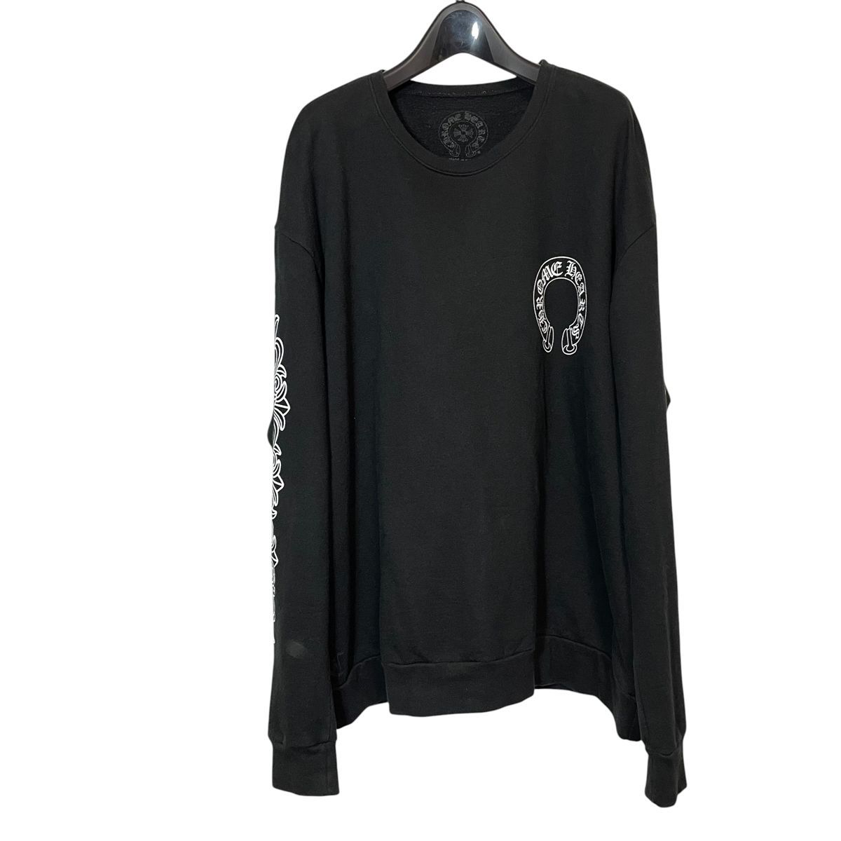 【中古】CHROME HEARTS クロムハーツ Floral Cross Horseshoe Lサイズ ブラック スウェット・トレーナー 26022238 RD