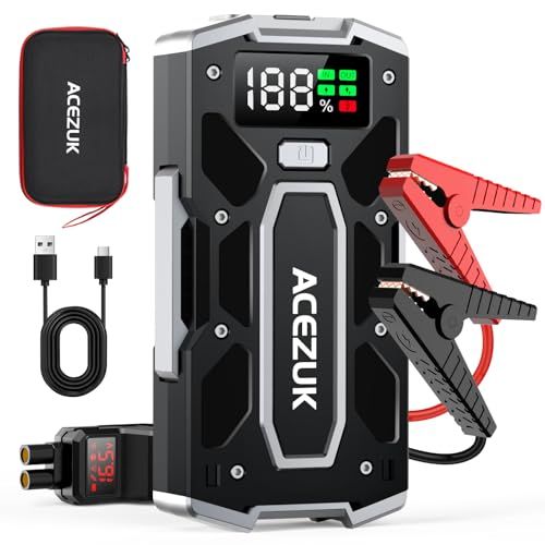 ACEZUK ジャンプスターター 21800mAh大容量 6000Aピーク電流 急速充電3.0 (最大8.0Lガソリン・6.5Lディーゼル車対応) 12V 車用エンジンスターター 車緊急始動 機能 LEDライト搭載 車用緊急対応用品pms 32f1dbb6