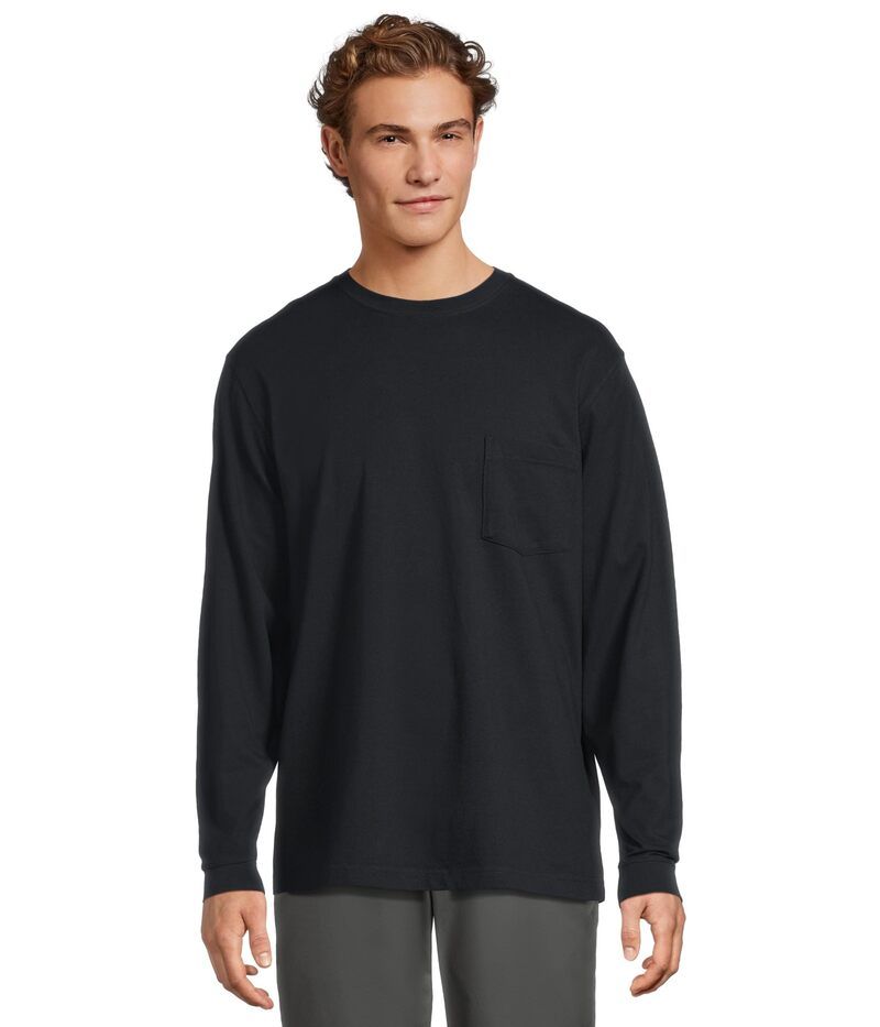 エルエルビーン メンズ トップス シャツ 長袖 Llbean Carefree Unshrinkable Tee With Pocketraditional Fit Longsleeve Navy B