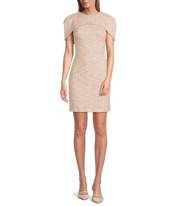 バッジェリーミシュカ レディース トップス ワンピース ミニ ツイード キャップ ケープ Belle by Badgley Mischka Hope Capeletweed Mini Dress Pi