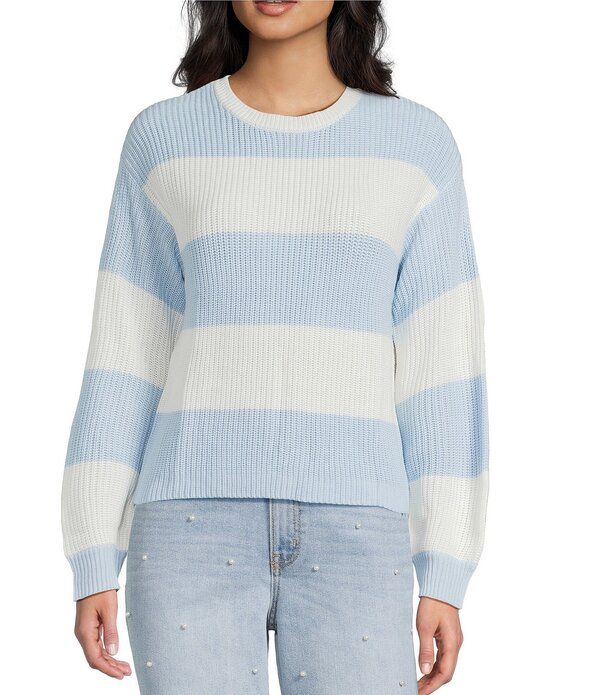 カッパーキー レディース アウター ニット・セーター Copper Key Striped Shaker Stitch Sweater Icy BlueIvory アイボリー 8,985円