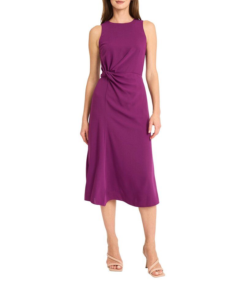 マギーロンドン レディース トップス ワンピース ミディワンピース ミディ ノースリーブ Maggy London Sleeveless Knot Front Midi Dress Plum プラム 31,070円