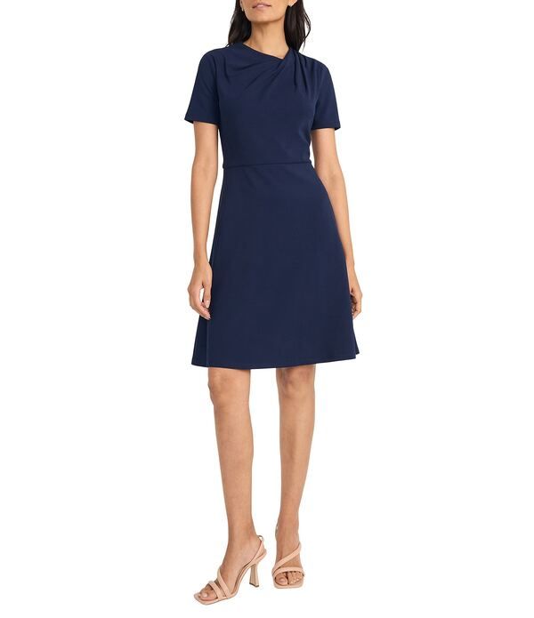 マギーロンドン レディース トップス ワンピース クルーネックレープ A ライン アシンメトリー ミニ スキューバ Maggy London Scuba Crepe Asymmetrical Crew