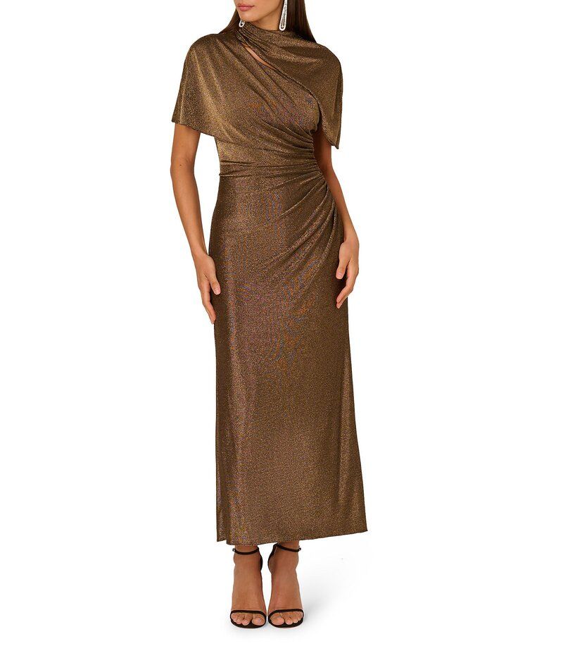 アドリアナ パペル レディース トップス ワンピース モックネック カットアウトール ニット Adrianna by Adrianna Papell Metallic Knit Mock Neck S