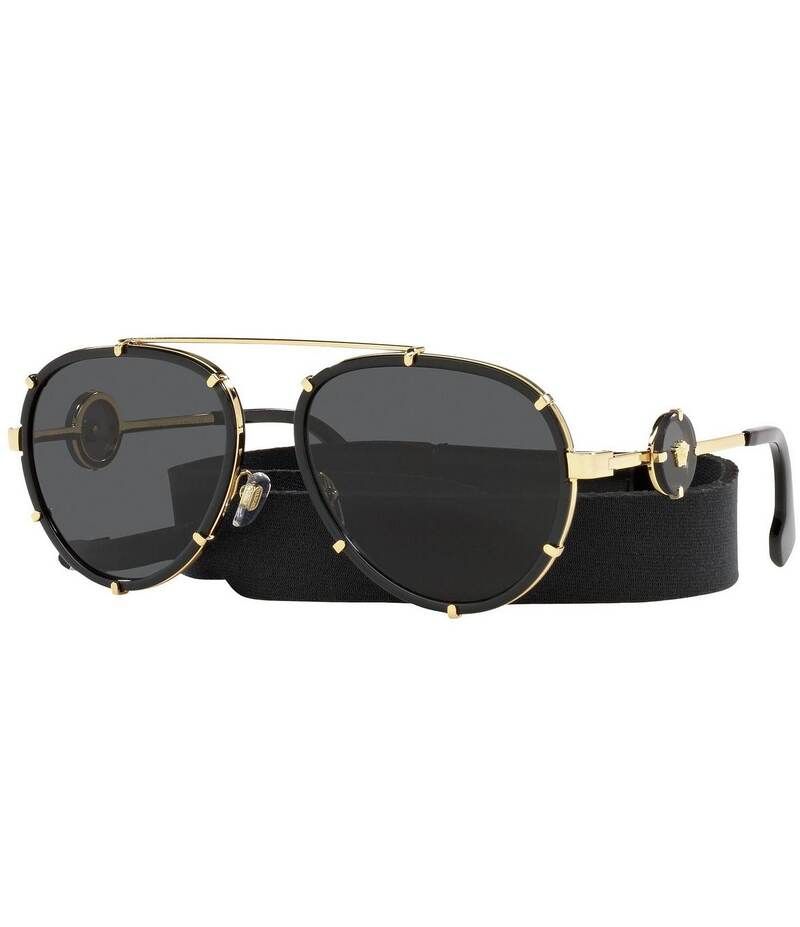 ヴェルサーチ レディース アクセサリー サングラス・アイウェア Versace Unisex Ve2232 61mm Statement Aviator Sunglasses Black ブラック