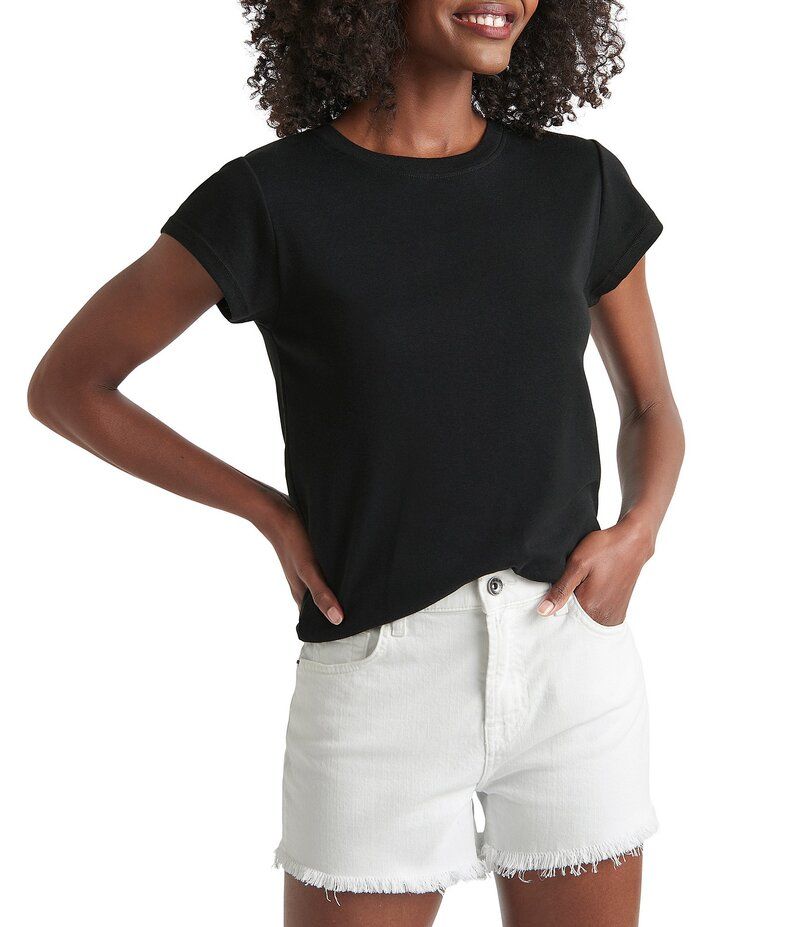 スプレンディット レディース トップス シャツ クルーネック Tシャツ Splendid Faye Crew Neck Short Sleeve Tee Black ブラック