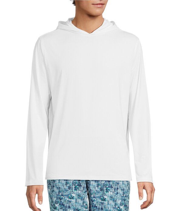 カリビアン メンズ トップス シャツ Caribbean Long Sleeve Hooded Performance UPF TShirt White ホワイト