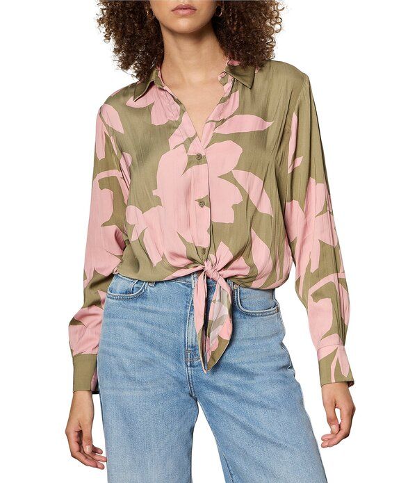 サンクチュアリー レディース トップス シャツ フラワー柄 プリント フラワー Sanctuary Lover Tie Floral Printed Spread Collar Long Sleeve