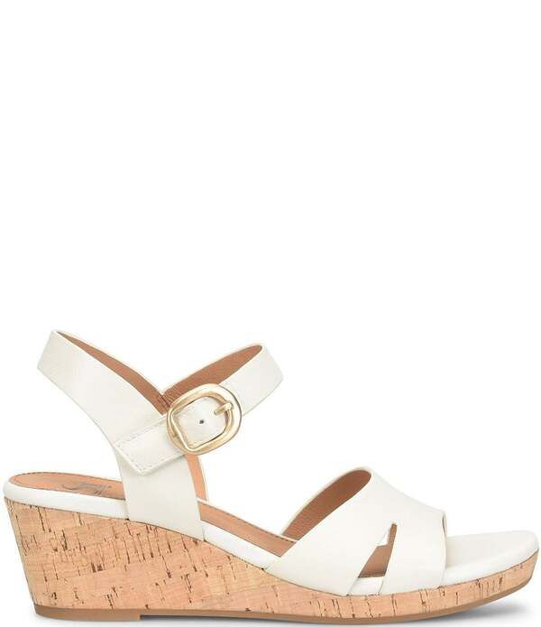 ソフト レディース シューズ サンダル レザー Sofft Vanessa Leather Cork Wedge Sandals Off White オフホワイト