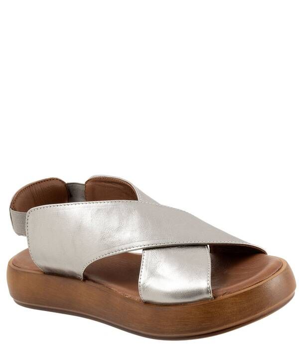ブエノ レディース シューズ サンダル プラットフォーム レザー Bueno Jayden Leather Platform Cross Band Sandals Dark Silver シルバー