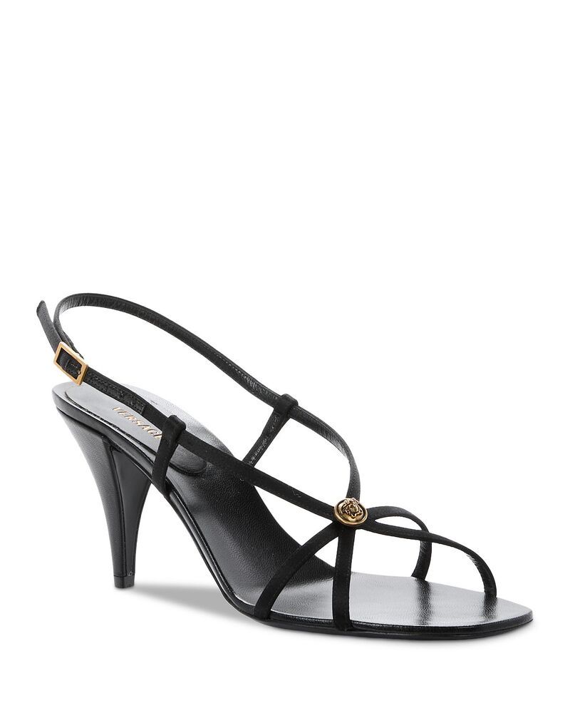ヴェルサーチ レディース シューズ サンダル Versace Womenstrappy Slingback Sandals BlackGold ブラック