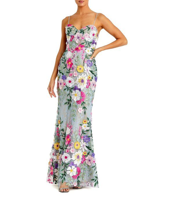 マックダガル レディース トップス ワンピース フラワー柄 プチ 刺繍 レース フラワー Mac Duggal Petite Size Sweetheart 3D Floral Embroidered 55,990円