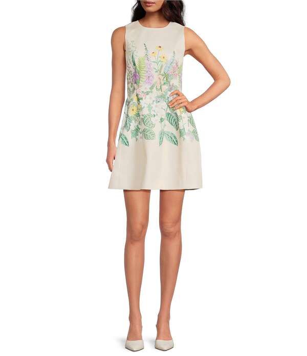 エーラブズエー レディース トップス ワンピース A ライン フラワー柄 プリント ミニ ノースリーブ フラワー A Loves A Floral Printed Round Neck Sleevel