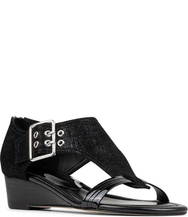 ドナルドプリネール レディース シューズ サンダル レザー Donald Pliner Virgina Patent Leather TStrap Wedge Sandals Black ブラック 33,670円