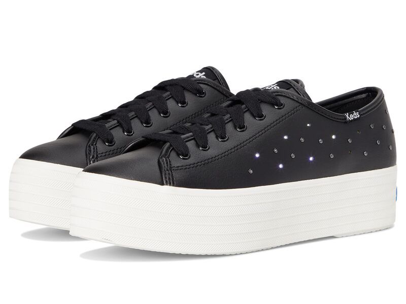 ケッズ レディース シューズ スニーカー レザー Keds Triple Up Leather Black Light Up ブラック